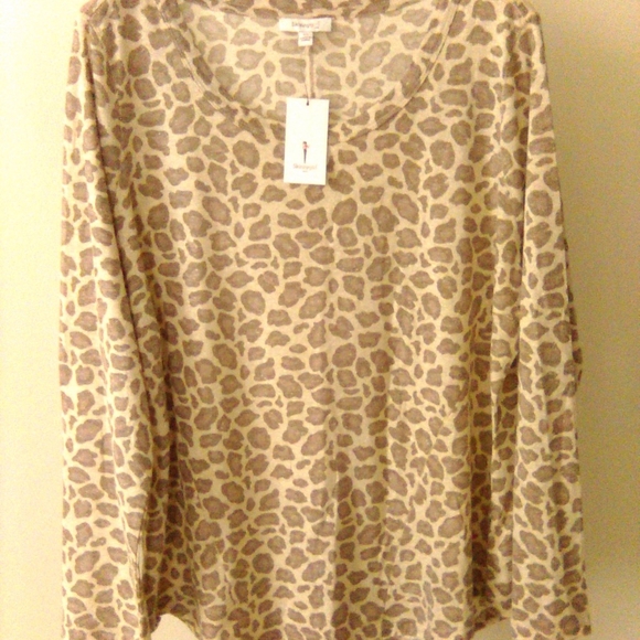 Skinnygirl Jeans Safari-Abstract Cheetah Fierce Brushed Marled Top Size 2X - Picture 2 of 11